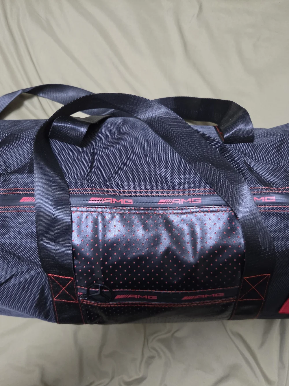 Men's Black and Red Duffle Bag